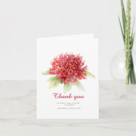Tarjeta De Agradecimiento Boda de arte floral de la waratah roja gracias
