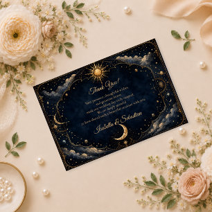 Tarjeta De Agradecimiento Boda de Astrología Vintage Celestial