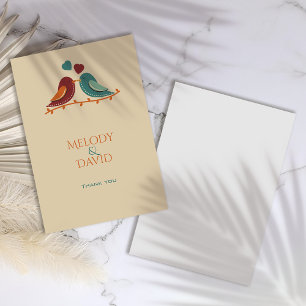 Tarjeta De Agradecimiento Boda de Aves de Amor