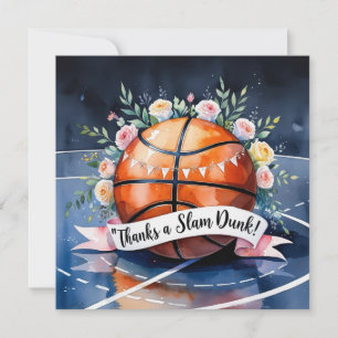Tarjeta De Agradecimiento Boda de baloncesto con pelota Gracias por un mate 