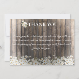 Tarjeta De Agradecimiento Boda de Barnwood y Daisies