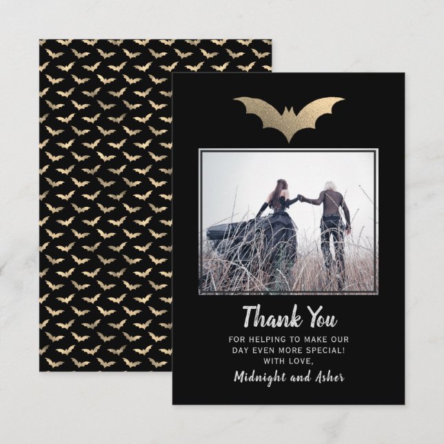 Tarjeta De Agradecimiento Boda de Bats Halloween (Anverso / Reverso)