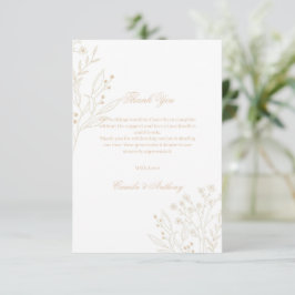 Tarjeta De Agradecimiento Boda de Beige Corner Floral Boho