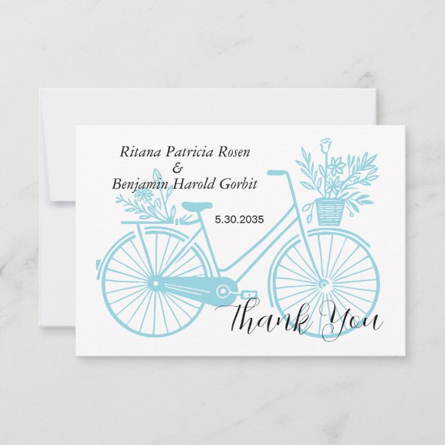Tarjeta De Agradecimiento Boda de bicicletas (Anverso)