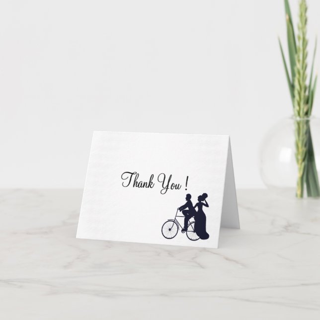 Tarjeta De Agradecimiento Boda de bicicletas blancas gracias en blanco (Anverso)