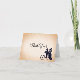 Tarjeta De Agradecimiento Boda De Bicicletas De Peach Gracias En Blanco Dent
