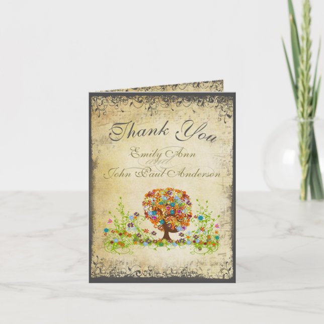 Tarjeta De Agradecimiento Boda de bifurcación lateral del bosque encantado (Anverso)
