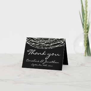 Tarjeta De Agradecimiento Boda de Black Rustic String Lights