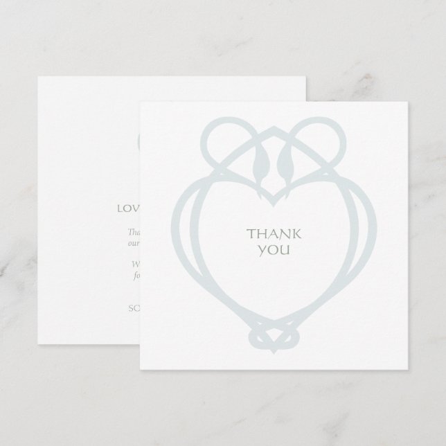 Tarjeta De Agradecimiento Boda de Blue & Sage Celtic Irish Swan Love Knot (Anverso / Reverso)