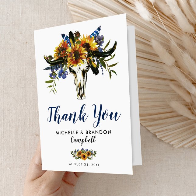 Tarjeta De Agradecimiento Boda de Boho Amarillo de la Marina Rusa Gracias (Subido por el creador)