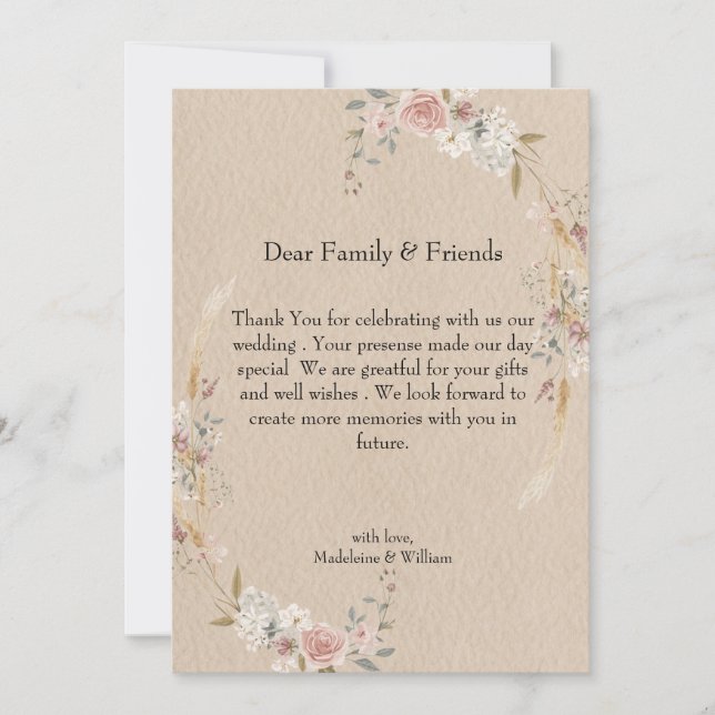 Tarjeta De Agradecimiento Boda de Boho Rústico Vintage (Anverso)