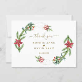 Tarjeta De Agradecimiento Boda de bolas de Navidades de piñón de vacaciones 