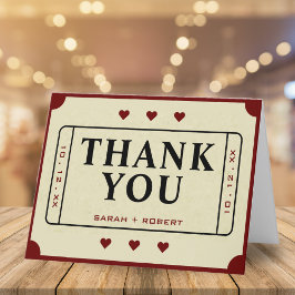 Tarjeta De Agradecimiento Boda de boletos de cine de teatro retro