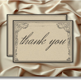 Tarjeta De Agradecimiento Boda de borde de línea gótica vintage