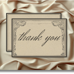 Tarjeta De Agradecimiento Boda de borde de línea gótica vintage