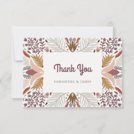 Tarjeta De Agradecimiento Boda de Borde Floral Boho Botánico Moderno