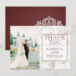 Tarjeta De Agradecimiento Boda de Borgoña en Suecia Foto Gracias