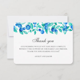 Tarjeta De Agradecimiento Boda de bosque de menta y azul. Invierno de aránda