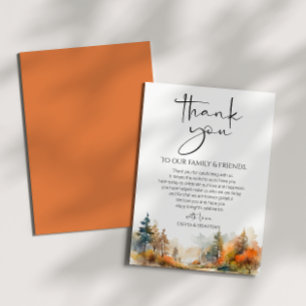 Tarjeta De Agradecimiento Boda de Bosques de Otoño Rústico