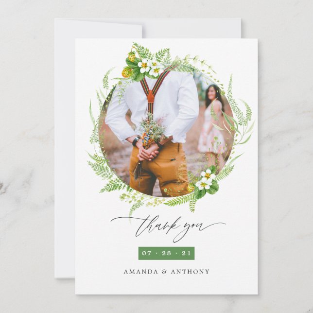 Tarjeta De Agradecimiento Boda de Bosques de Woodland (Anverso)