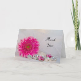 Tarjeta De Agradecimiento Boda de Botones de Diamante Rosa Daisy Gracias