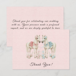 Tarjeta De Agradecimiento Boda de Caballos de Acuarela Rosa