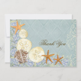 Tarjeta De Agradecimiento Boda de Cabaña Floral junto al Mar de Conchas de P