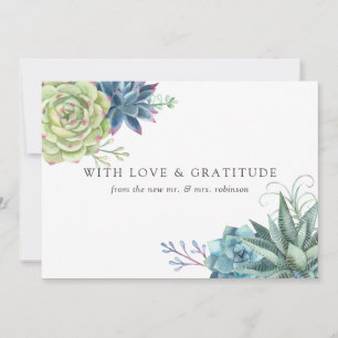 Tarjeta De Agradecimiento Boda de cactus suculentos del desierto acuarela