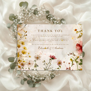 Tarjeta De Agradecimiento Boda de Caída de Flor Silvestre Meadow