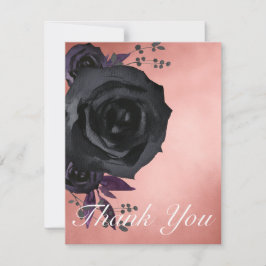Tarjeta De Agradecimiento Boda de caída de Rosa negro de Rubor