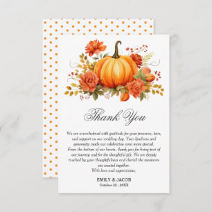 Tarjeta De Agradecimiento Boda de calabaza de otoño en el otoño rústico