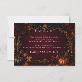 Tarjeta De Agradecimiento Boda de calabaza de otoño gótico