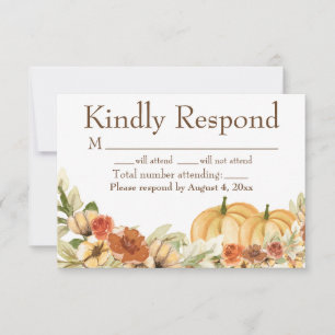 Tarjeta De Agradecimiento Boda de calabaza floral acuarela rústica respuesta