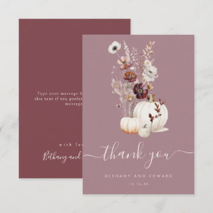 Tarjeta De Agradecimiento Boda de calabaza floral de otoño rústico