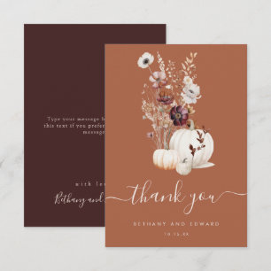 Tarjeta De Agradecimiento Boda de calabaza floral otoñal elegante