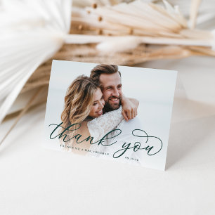 Tarjeta De Agradecimiento Boda de caligrafía clásica foto doblada