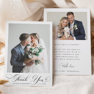 Tarjeta De Agradecimiento Boda de caligrafía clásica moderna 2 foto 