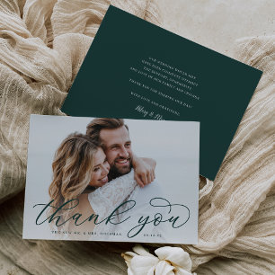 Tarjeta De Agradecimiento Boda de caligrafía clásica plana