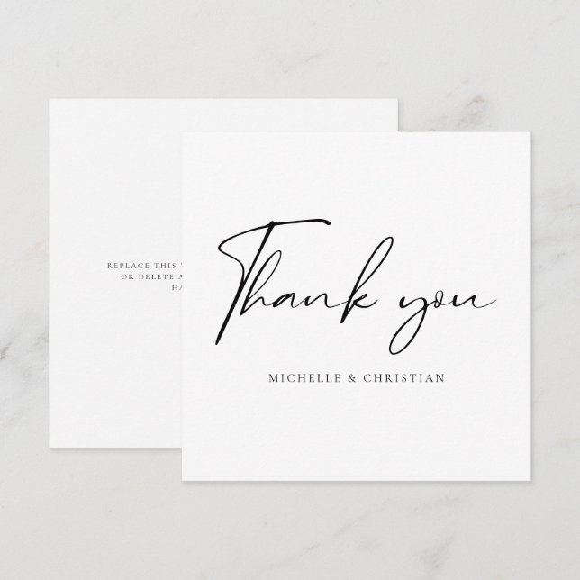 Tarjeta De Agradecimiento Boda de caligrafía de guión mínimo moderno (Anverso / Reverso)
