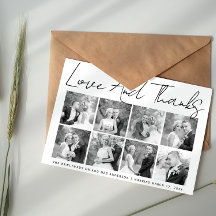 Boda de caligrafía de guiones Gracias collage de f