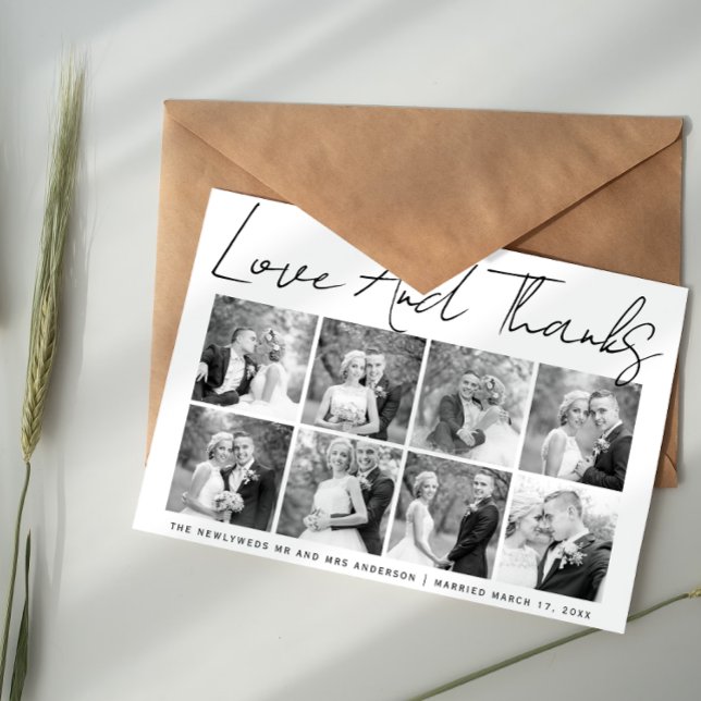 Tarjeta De Agradecimiento Boda de caligrafía de guiones Gracias collage de f (Subido por el creador)
