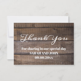 Tarjeta De Agradecimiento Boda de Caligrafía de Madera Rústica