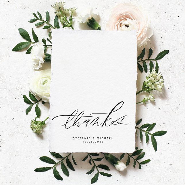 Tarjeta De Agradecimiento Boda de caligrafía de pincel moderno (Subido por el creador)