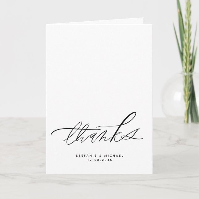 Tarjeta De Agradecimiento Boda de caligrafía de pincel moderno (Anverso)