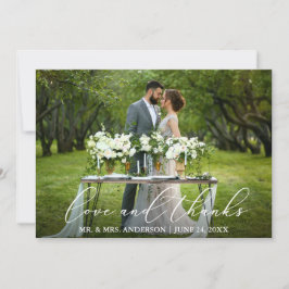 Tarjeta De Agradecimiento Boda de caligrafía elegante de Love Gracias