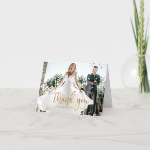 Tarjeta De Agradecimiento Boda de caligrafía elegante fotográfica Gracias
