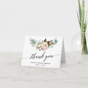Tarjeta De Agradecimiento Boda de caligrafía floral botánica