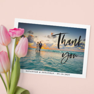 Tarjeta De Agradecimiento Boda de caligrafía fotográfica