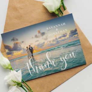 Tarjeta De Agradecimiento Boda de caligrafía fotográfica
