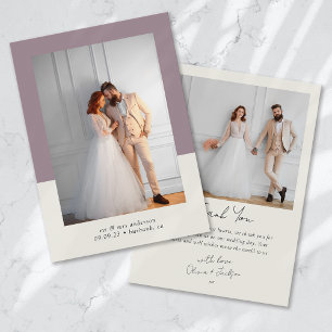 Tarjeta De Agradecimiento Boda de caligrafía fotográfica Lavender 2